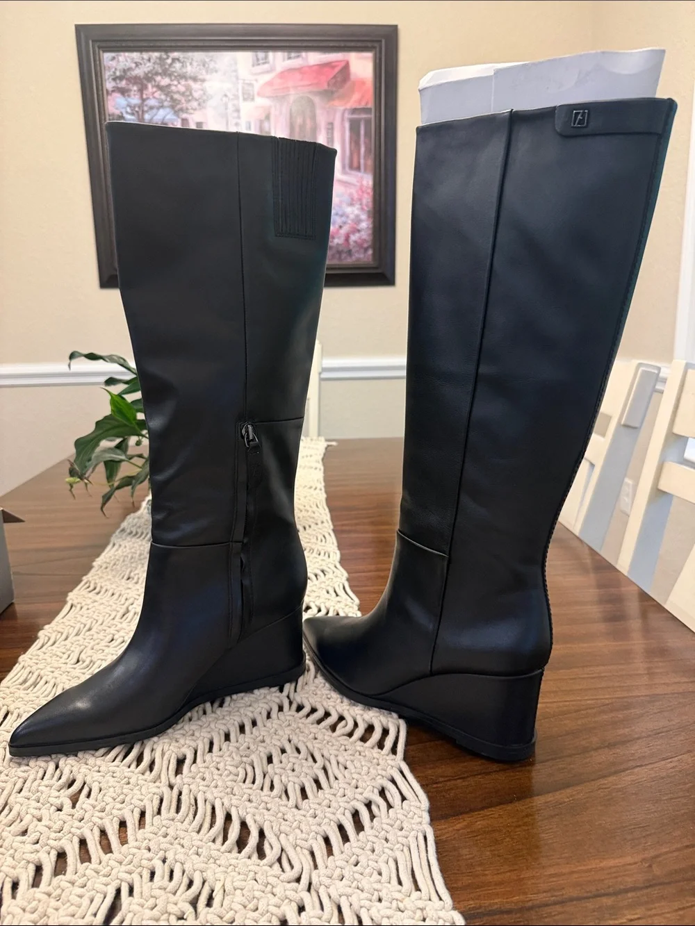 Franco Sarto Black Over-the-Knee Pointed-Toe Boots